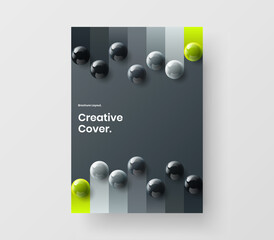 Amazing journal cover A4 design vector illustration. Isolated realistic balls brochure concept.