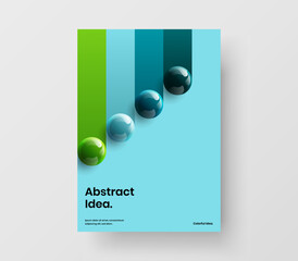 Geometric company identity A4 vector design illustration. Amazing 3D spheres journal cover concept.