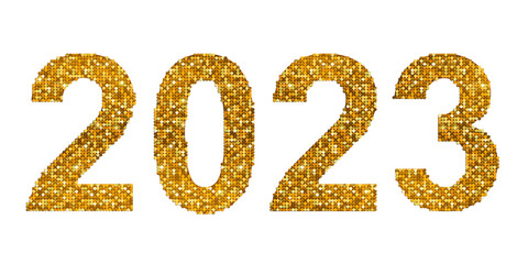 Numbers 2023 with shiny sequins for the New Year