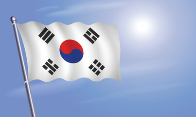 South Korea flag against a blue sky