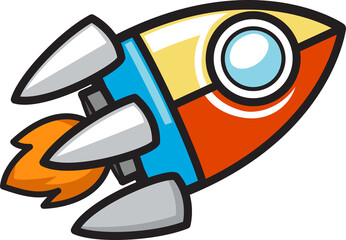 cartoon rocket outline character