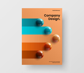 Unique realistic spheres cover concept. Amazing booklet A4 design vector template.