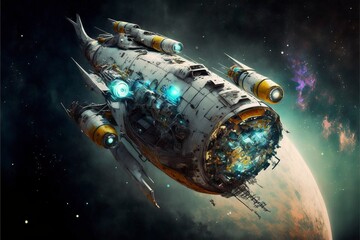 Spaceship hyper realistic illustration, AI art, SpaceCraft