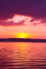 Sunset over the water