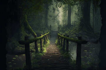 Forest Walkway, Generative AI, Composite