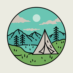 Fototapeta na wymiar Camping in the great nature graphic illustration vector art t-shirt design