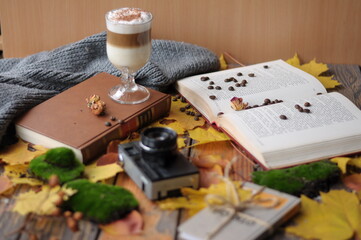 cappuccino with chocolate, atmospheric photo