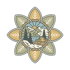 Camping and leaf graphic illustration vector art t-shirt design