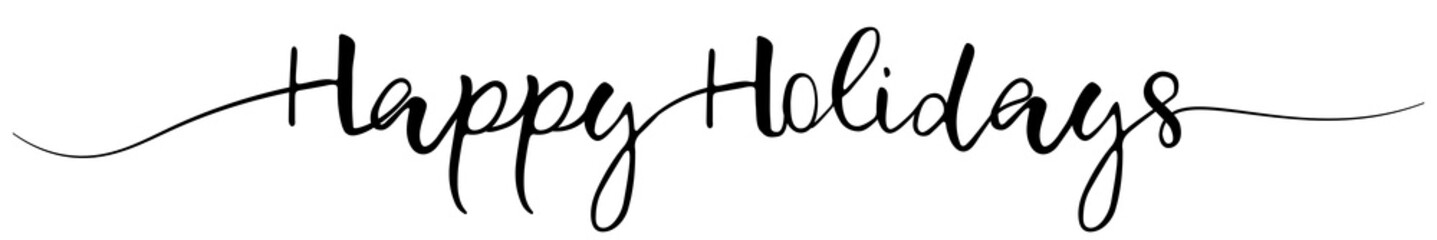 Happy Holydays handwritten lettering. Continuous line drawing text design. Vector illustration