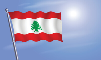 Lebanon flag against a blue sky