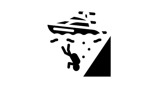 yacht diver glyph icon animation