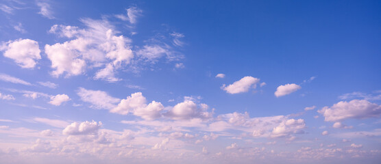 Beautiful blue sky with white clouds panorama
