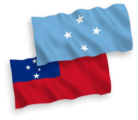 Flags of Independent State of Samoa and Federated States of Micronesia on a white background