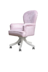 Chair upholstered in velor on wheels