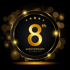 8th Anniversary Celebration. Golden Anniversary Template Design. Logo Vector Illustrations