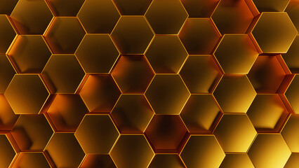 Digital background of the hexagon. Beautiful 3D render of geometry element