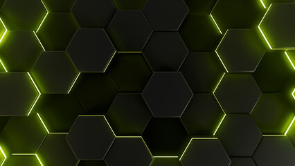 Digital background of the hexagon. Beautiful 3D render of geometry element