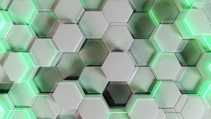 Digital background of the hexagon. Beautiful 3D render of geometry element