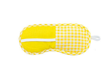 Sleep mask and lavender products for healthy sleep on textile background. Healthy night sleep concept