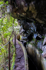 Levada hiking path  in Madeira island, Portugal 