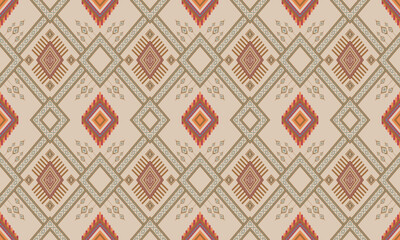 Abstract geometric ethnic pattern design for clothing, fabric, background, wallpaper, wrapping, batik. Knitwear, Pixel pattern, Embroidery style. Tribal vector texture.