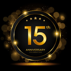 15th Anniversary Celebration. Golden Anniversary Template Design. Logo Vector Illustrations