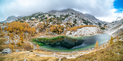 Ledvicah jezero lake in Valley of seven lakes, Slovenia