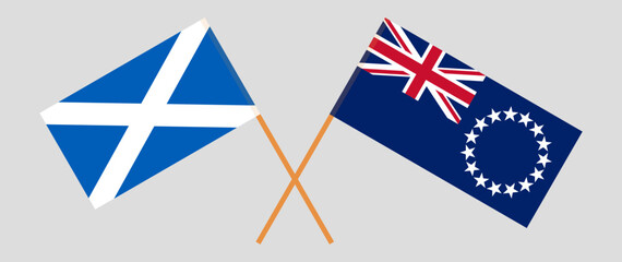 Crossed flags of Scotland and Cook Islands. Official colors. Correct proportion