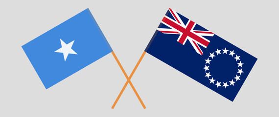 Crossed flags of Somalia and Cook Islands. Official colors. Correct proportion