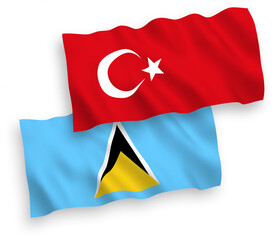 Flags of Turkey and Saint Lucia on a white background