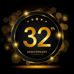 32th Anniversary Celebration. Golden Anniversary Template Design. Logo Vector Illustrations