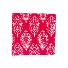 red color with pattern silk isolated on white background.