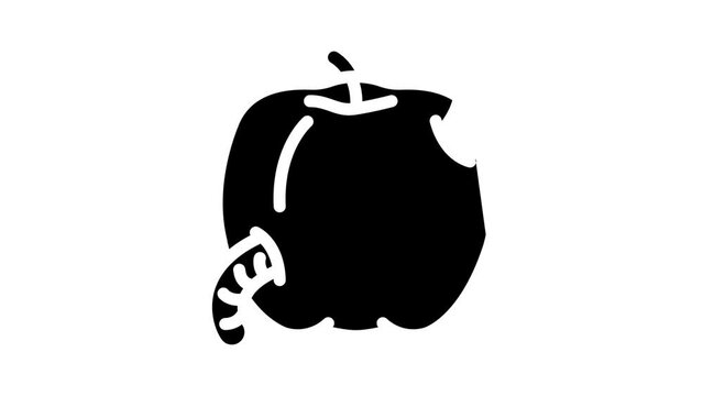 apple worm glyph icon animation