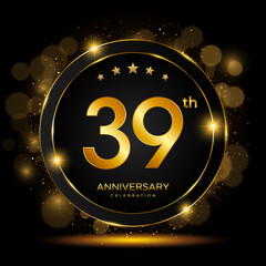 39th Anniversary Celebration. Golden Anniversary Template Design. Logo Vector Illustrations