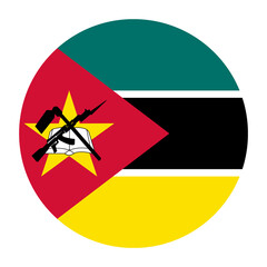 Mozambique Flat Rounded Flag with Transparent Background