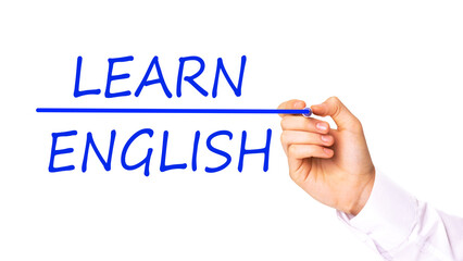 hand writing inscription LEARN ENGLISH with marker, concept, stock image