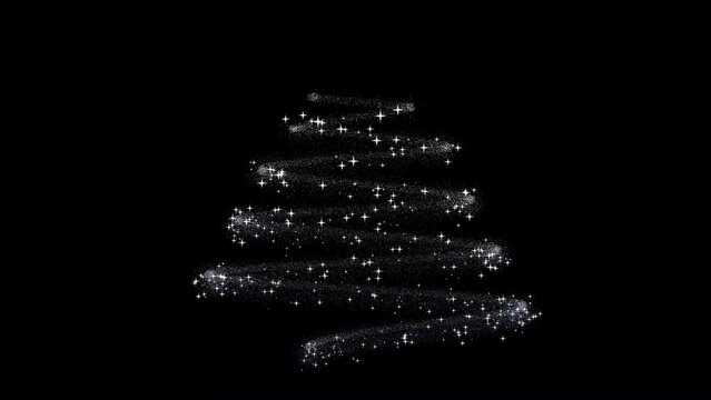 Christmas tree glowing line animation. Sparkles effect. Winter holidays motion graphic 