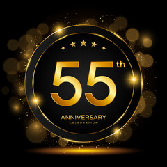 55th Anniversary Celebration. Golden Anniversary Template Design. Logo Vector Illustrations