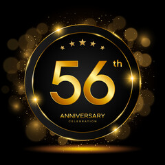 56th Anniversary Celebration. Golden Anniversary Template Design. Logo Vector Illustrations