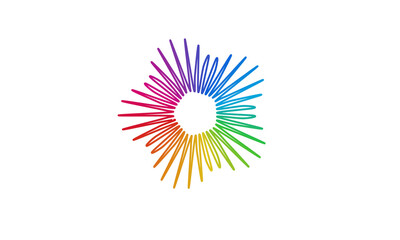 Festive isolated color wheel sunburst graphic design element