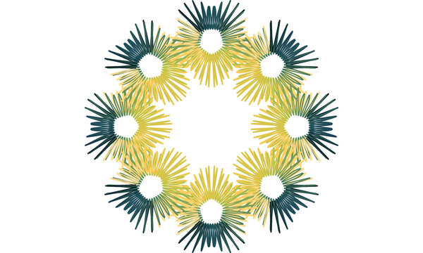 Festive isolated yellow green sunburst graphic design element