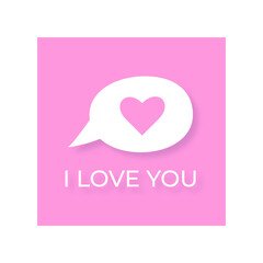 Vector valentines day card I love you so much with heart red pink. All you need is love. Cute love illustration