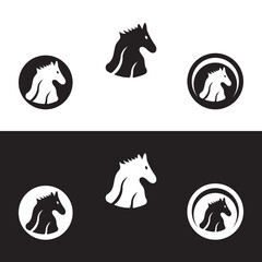  Circle horse animal logo template design . icon logo . silhouette logo 