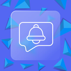 Notification line icon. Alarm clock, message, notification, bell, alarm jingle, ringtone, call. Sound concept. Glassmorphism style. Vector line icon