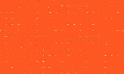 Seamless background pattern of evenly spaced white helicopter symbols of different sizes and opacity. Vector illustration on deep orange background with stars