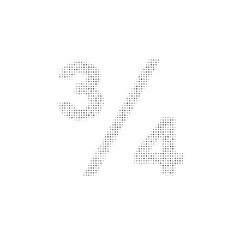 The three quarters symbol filled with black dots. Pointillism style. Vector illustration on white background