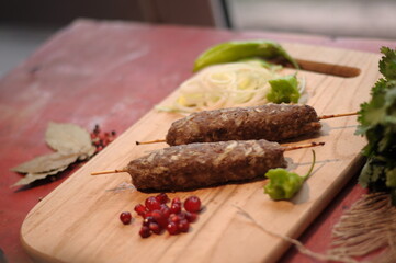 kebab on a wooden board
