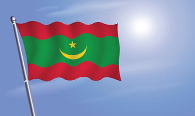 Fototapeta na wymiar Mauritania flag against a blue sky