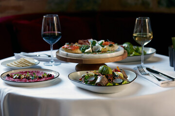excellent food served on a white background