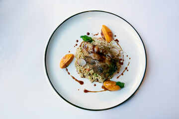 excellent food served on a white background